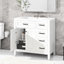 Meuble-lavabo blanc 36 po avec lavabo, structure en bois massif, panneaux, tiroirs et armoire, style moderne, couleur, céramique pour serviettes,-1357169658
