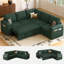 Canapé-lit modulaire en forme de L avec lit escamotable, vert-1845327025