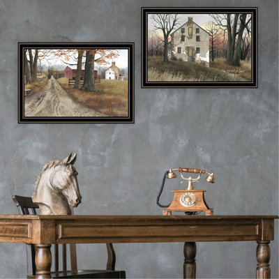 Art mural encadré pour le salon, impression d'art mural pour la chambre à coucher 2 pièces, The Old Mill & A Road Home