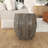 Alissa Mother of Pearl Shell Handmade Shell Mosaic Hexagon Side End Gray Accent Table with Brown Accents
