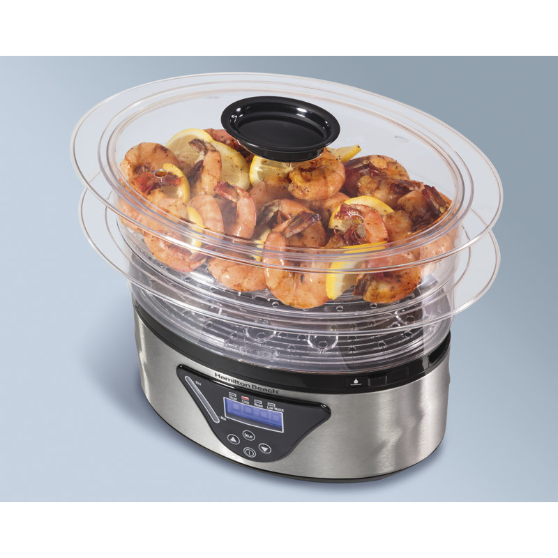 5.5 Quart Black and Silver Digital Steamer with Timer