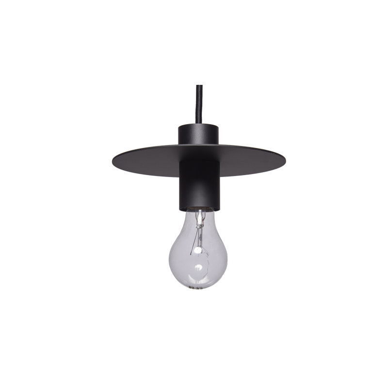 1 - Light Powder Coated Black Steel Single Pendant