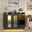 Floating Coffee Bar Cabinet With Led Light,wine And Glass Rack-1830069048