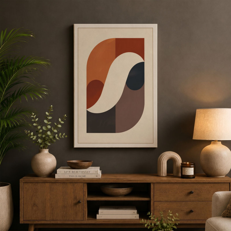 Curves and Angles Geometric - Wrapped Canvas, 18x12 - 45.7 x 30.5 cm, Sage Border