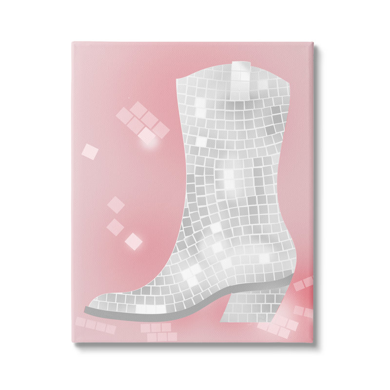 Impression sur toile, motif de disco rose, H 30 po x l 24 po x P 1,5 po