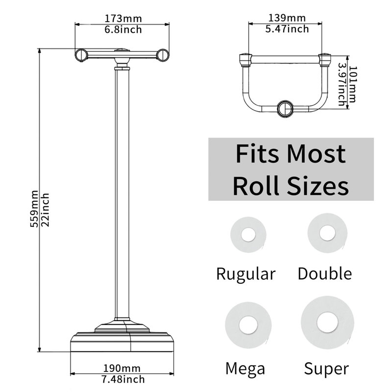 Free Standing Toilet Paper Holder, Black