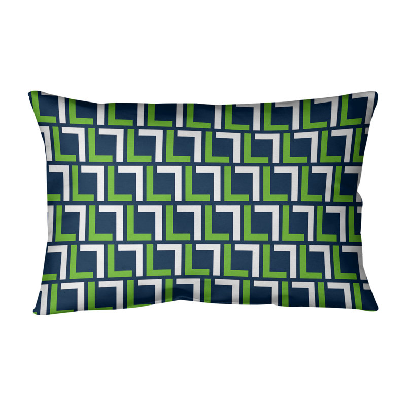 Housse de coussin Seattle Luxury, Bleu marine collège / vert action / blanc, Polyester filé
