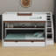 Lit superposé multifonctionnel avec lit gigogne caché, escalier escamotable, tablettes de présentation et éclairage DEL-1959448255