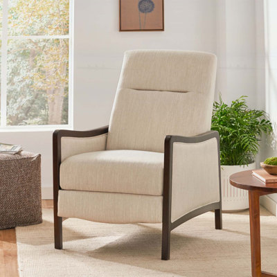 Fauteuil inclinable en tissu Mid-Century moderne avec coussin d'assise plus épais et fonction de poussée pour un confort ultime dans le salon ou la chambre à coucher