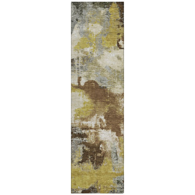 Machine Washable Indoor/Outdoor Xhevrie Brown Rug
