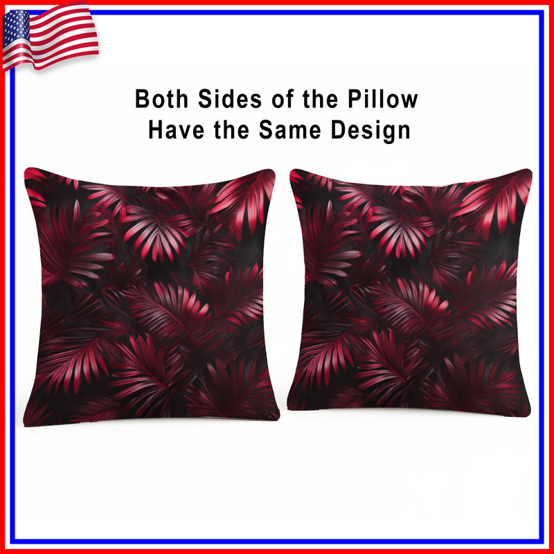 Coussins décoratifs Red Palm Leaves, 26 x 26 inches
