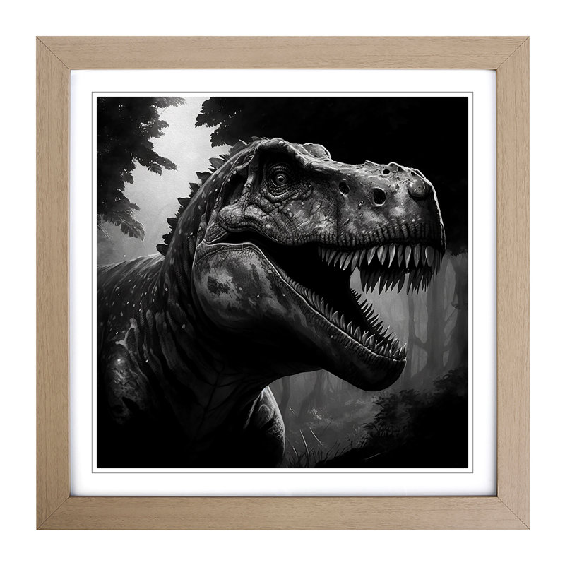 Tyrannosaurus Rex Drawing No.1 - Framed Print, Oak