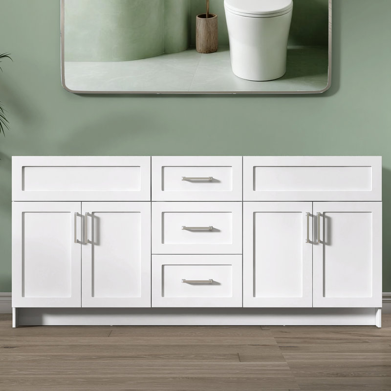 Armoire de salle de bain autoportante blanche 72 po x P 21,5 po x H 33,44 po, 72"