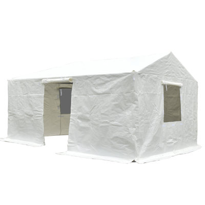 Housse pour abri de jardin 12 pi x 20 pi pour abris de jardin à toit rigide, abri de jardin d'hiver universel pour l'extérieur avec parois latérales et fenêtres en filet, housse de pavillon fermée et imperméable toutes saisons