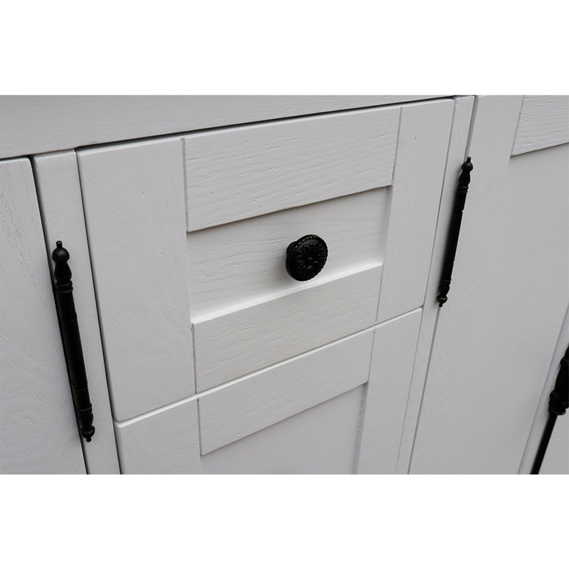 Ensemble de meuble-lavabo double 55 po Keesha, Marbre blanc, Blanc pur, Noir