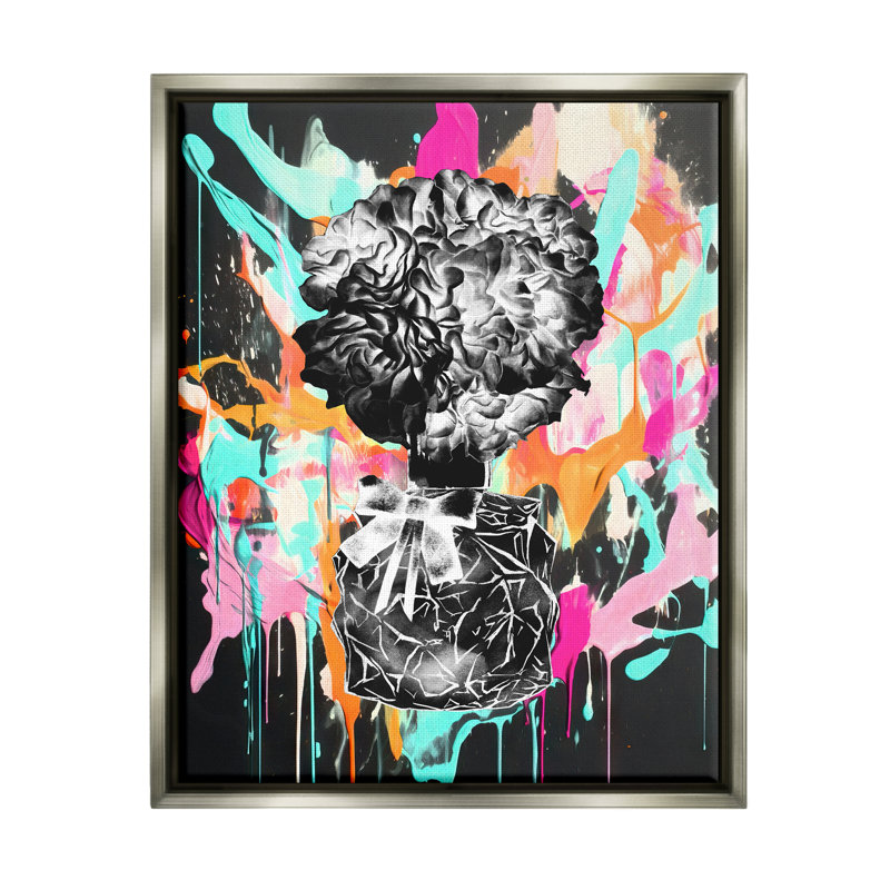 «Latitude Run® Urban Flowers Graffiti», art mural encadré par Ziwei Li, Cadre flottant gris lustré
