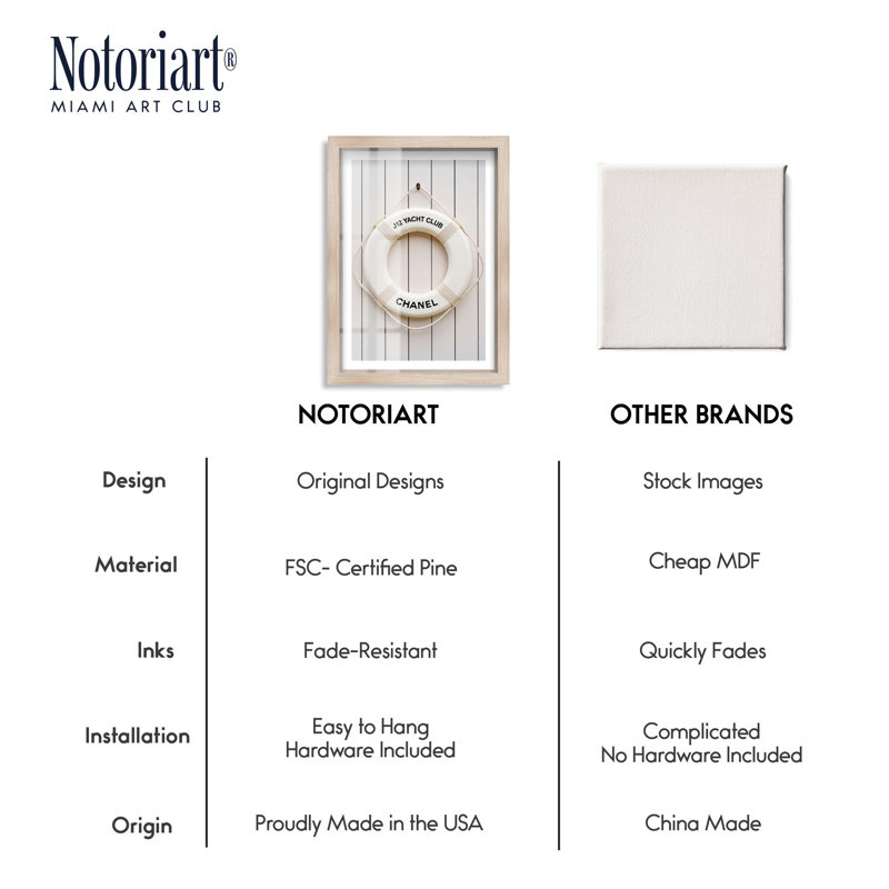 Yacht Club Ring Shadowbox Print par Notoriart, H 37 po x l 25 po, Crème, crème