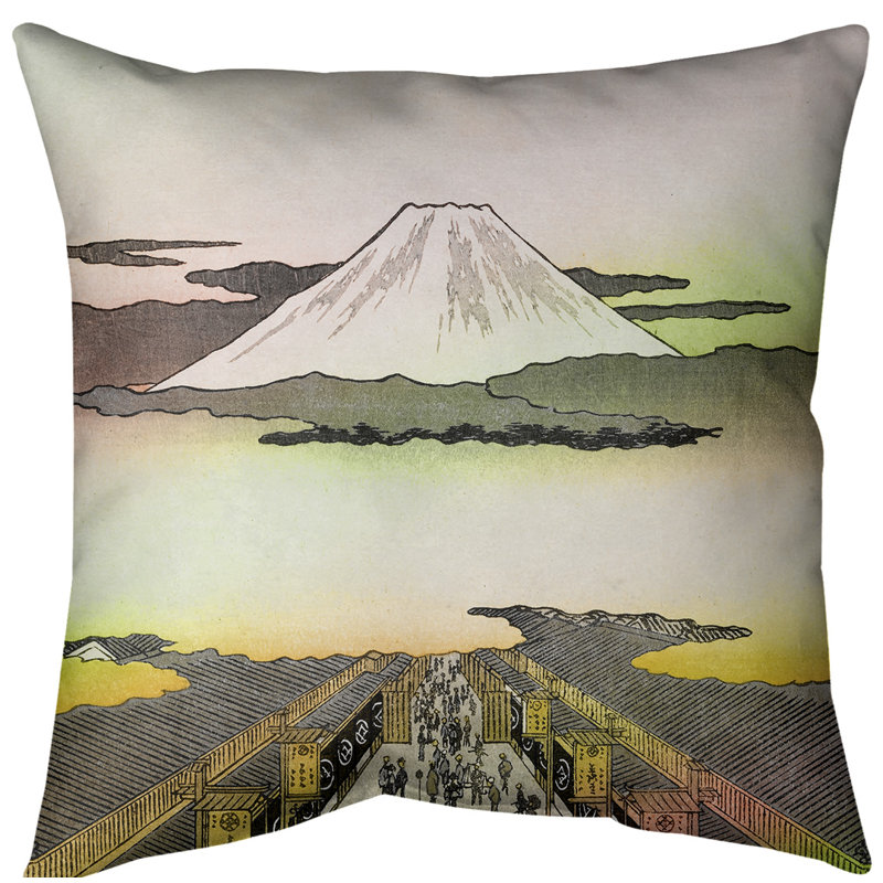 Housse de coussin suruga-cho, 20 po x 20 po, Rouge / Vert, Sergé de coton