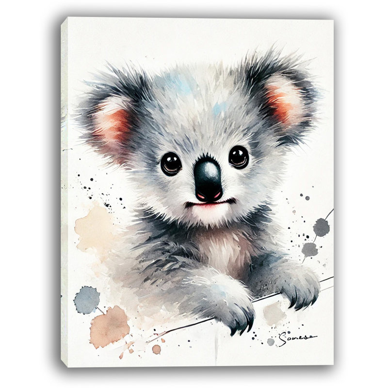 «Curious Baby Koala», reproduction d'art sur toile, H 16 po x l 12 po