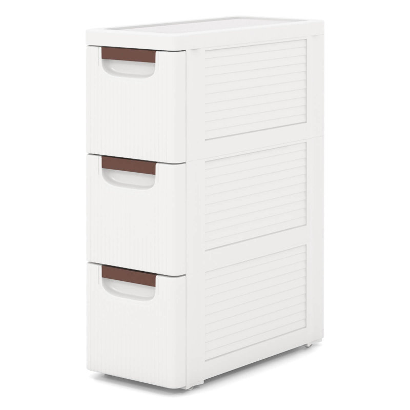 Inbox Zero 1 Pcs 3-drawer Narrow Rolling Storage Cabinet With Pull Handles Built-in Wheels