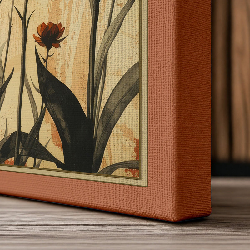 Carnation Study Botanical - Wrapped Canvas, 30x20 - 76.2 x 50.8 cm, Terracotta Border