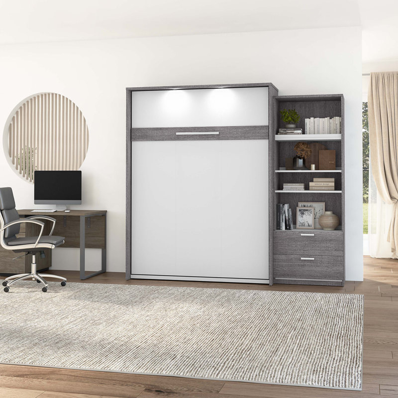 Osterman Murphy Bed with Closet Organizer, Bark Gray, Full