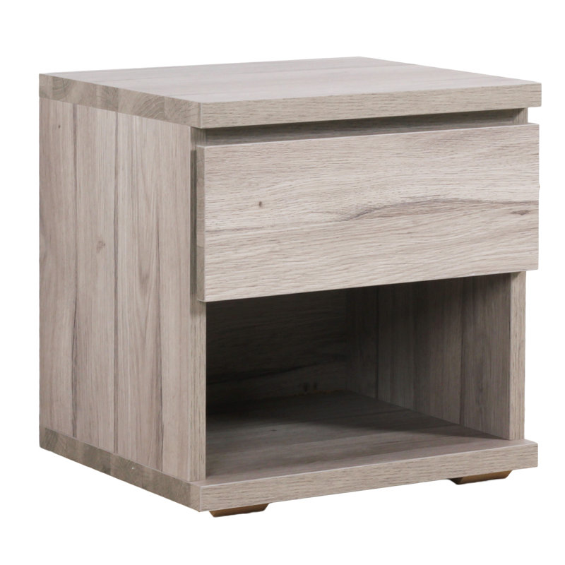 Sibley 40cm W Manufactured Wood Bedside Table, Distressed Oak