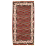 Hand Knotted Wool Area Rug in Red And Cream