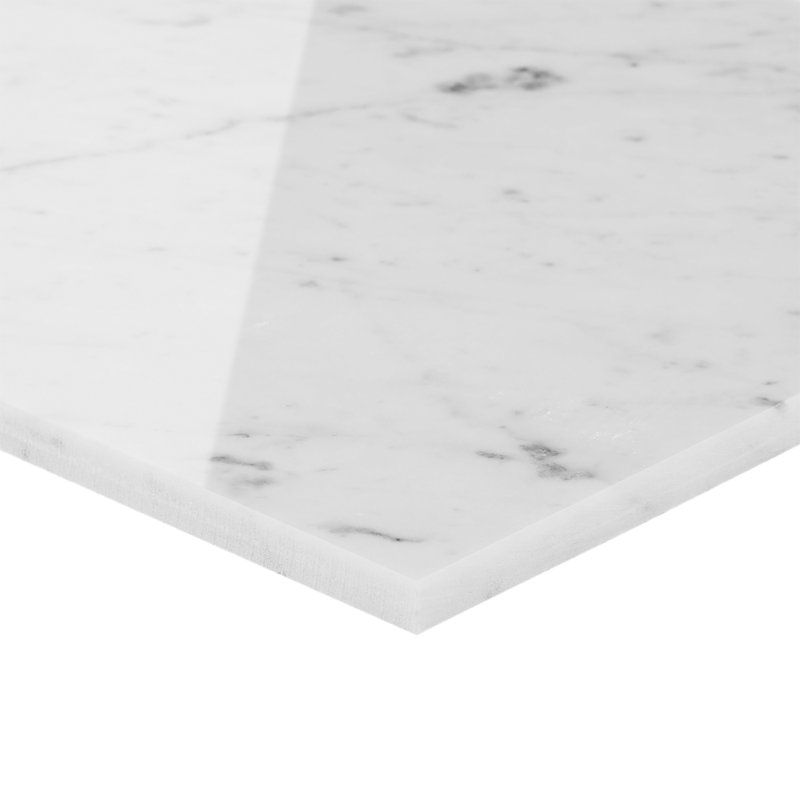 Carrara 3x12 Honed Marble Floor and Wall Tile, 12" W x 24" D, Polished