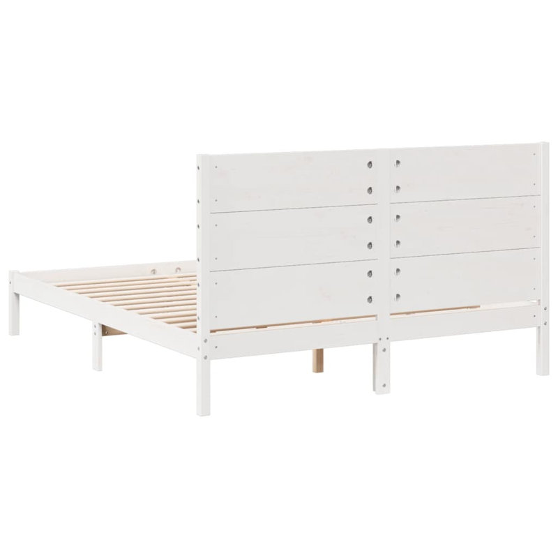 Bed Frame Solid Wood, Super King (6'), White
