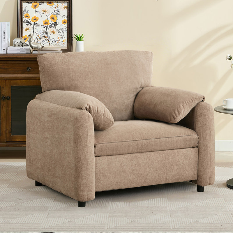 Fauteuil d'appoint moderne en chenille moderne, Chenille brun