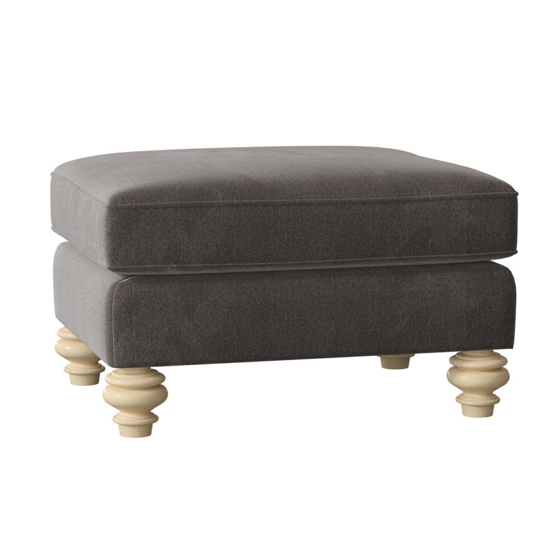 Repose-pieds Aleina, Velours performance gris Nickie 45, Lin