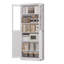 Armoire de cuisine 72 po en métal avec portes et tablettes, grand organisateur de rangement réglable robuste, armoire autoportante sans outil pour le salon, la salle de bain, blanc