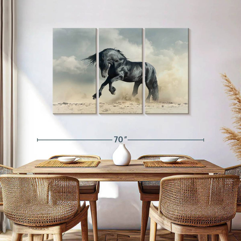 Brampt Powerful Black Stallion, 36" H x 57" W