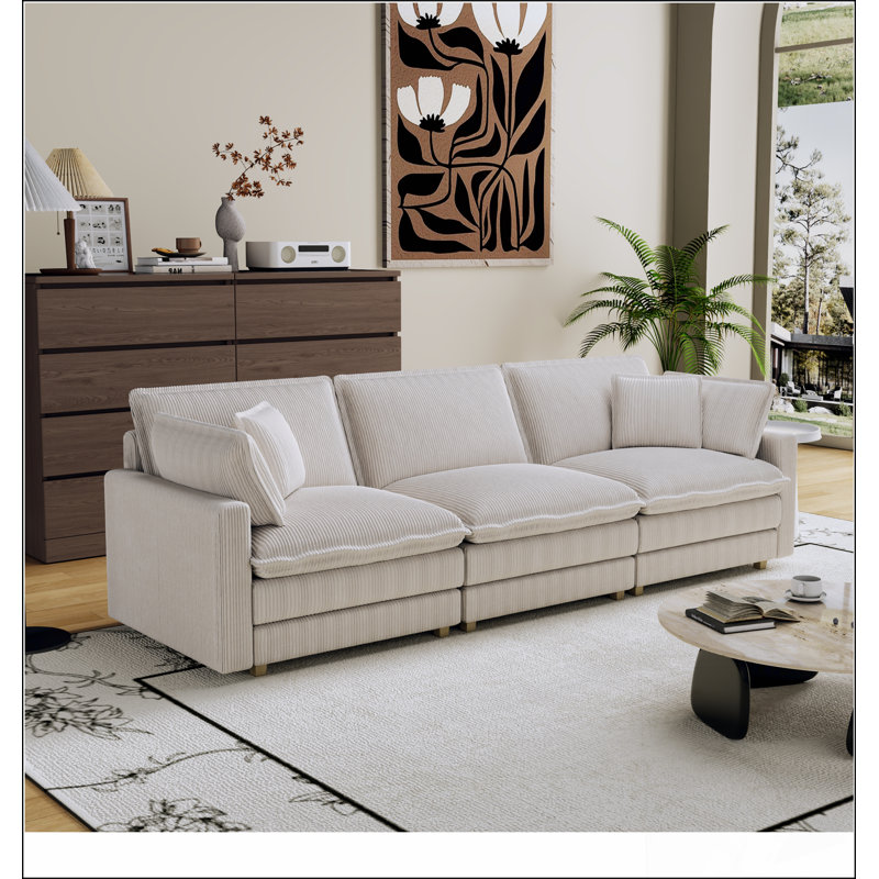 Canapé modulaire modulaire, siège profond avec coussins, 2, Beige, H 35,03 po x l 70,86 po x P 36,64 po
