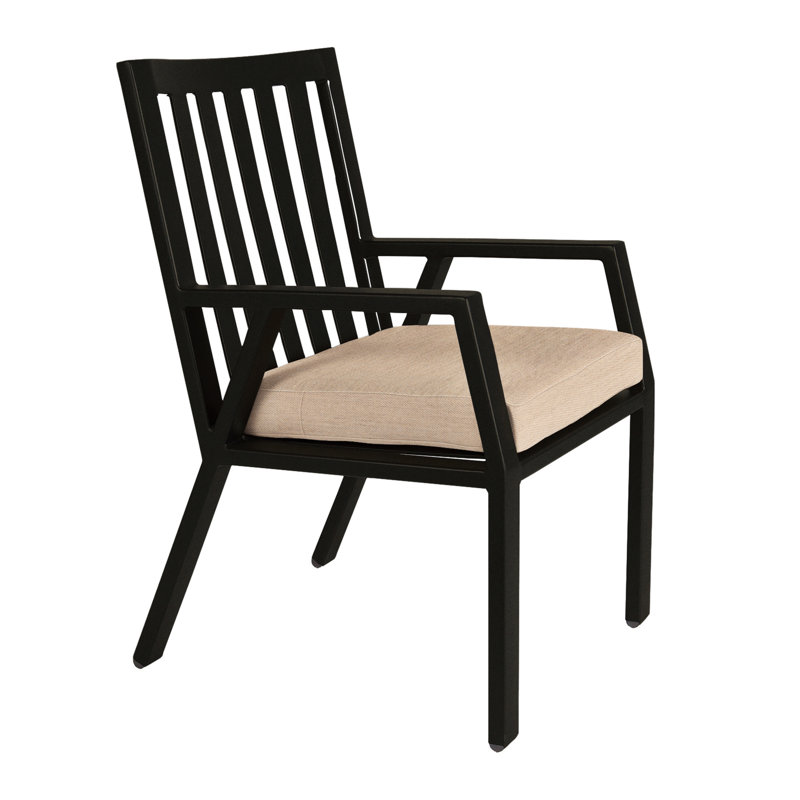 Aris Outdoor Dining Armchair, Carbon Black, Flagship Stone Sunbrella®