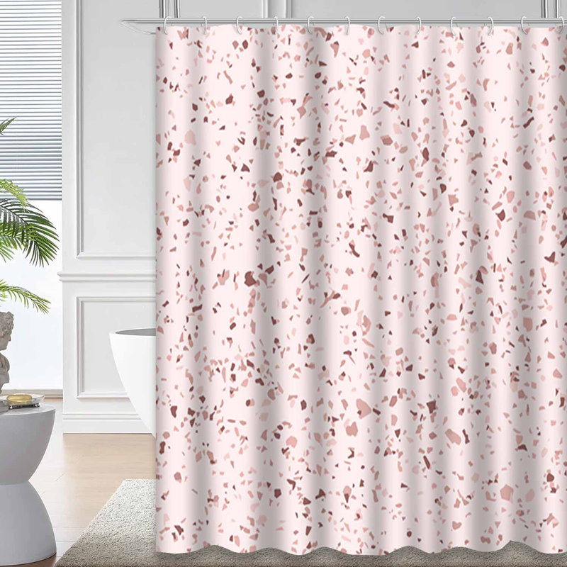 Rideau de douche rose à motif de quartz rose avec 12 crochets, L 72 po x l 84 po