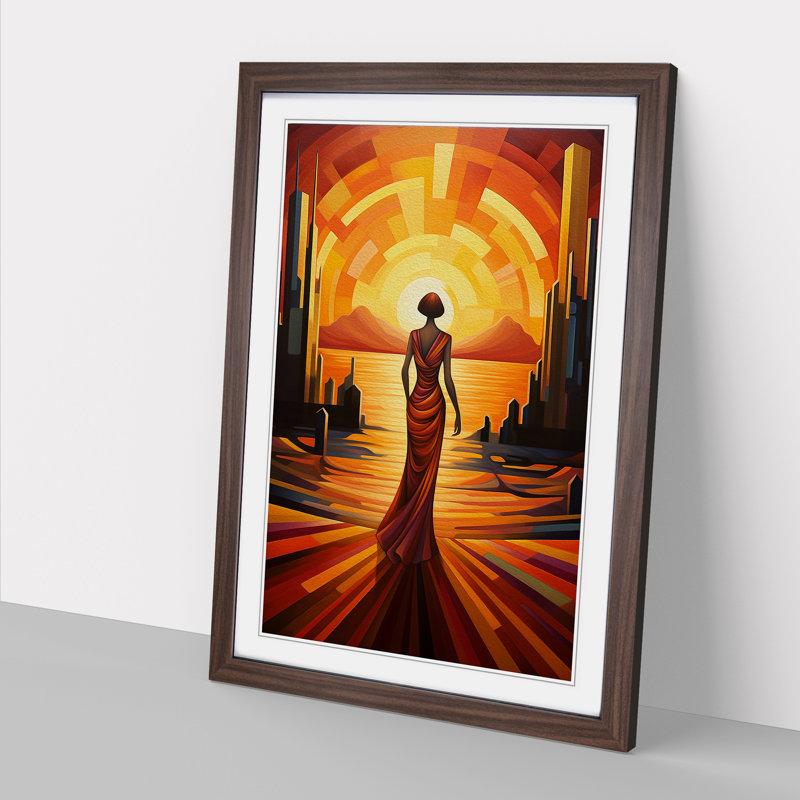 Single Picture Frame Print on Wood, Walnut Framed, 64cm H x 46cm W