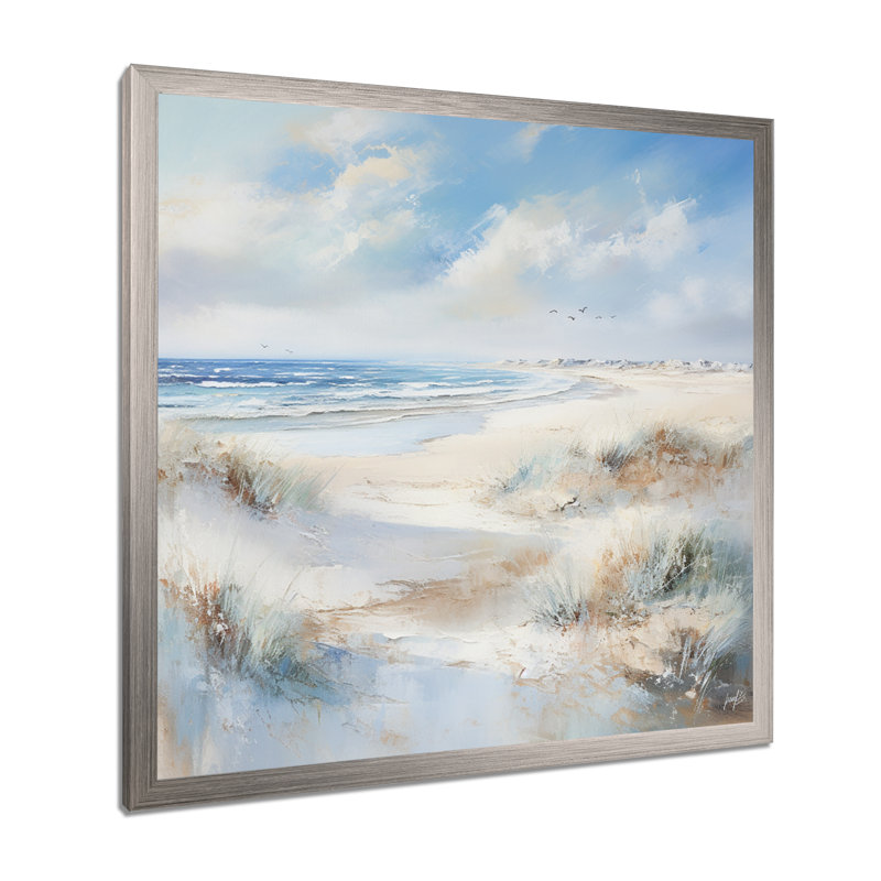 Impression sur toile encadrée, "Coastal Ocean Charm In Winter I", Cadre simple argenté, H 24 po x l 24 po x P 1 po