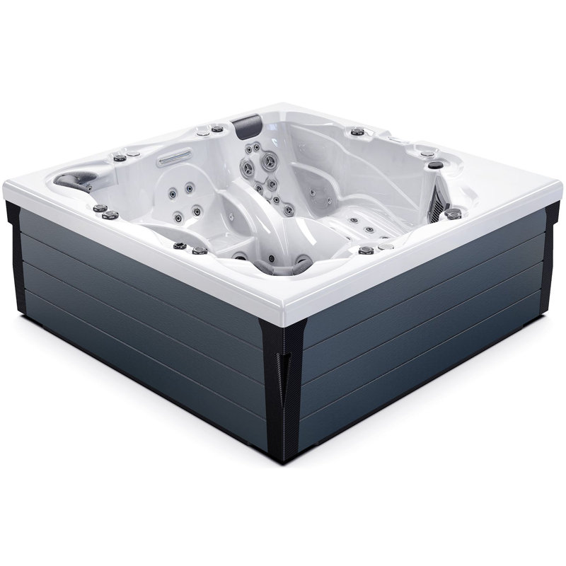 Luxuria Spas 6 - 88 personnes - Baignoire rectangulaire en acrylique avec haut-parleurs Bluetooth et ozonateur en moka, Gris