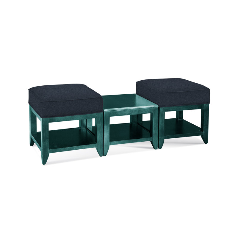 Elements Upholstered Cube Ottoman, Navy Crypton Performance; 0822-61, Coffee