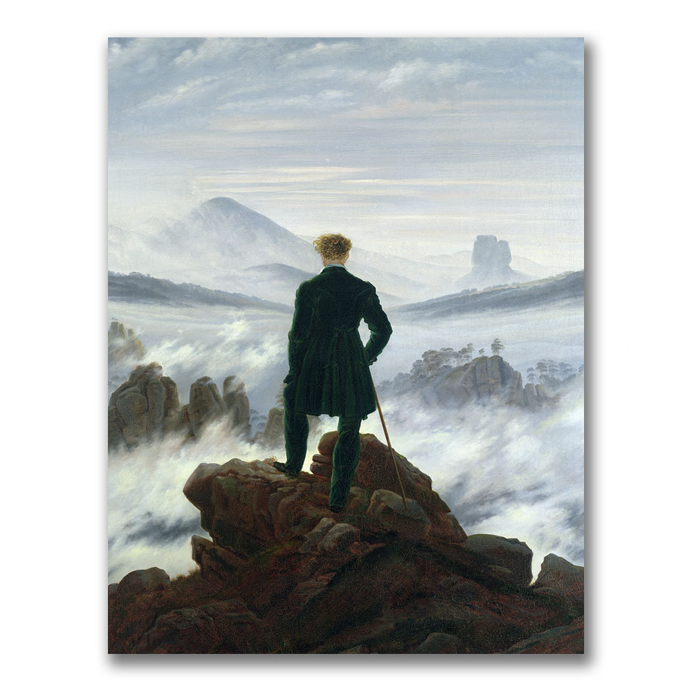 "The Wanderer Above the Fog" by Caspar David Friedrich Painting Print on Wrapped Canvas Millwood Pines