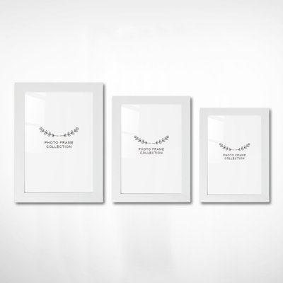 Chiu Stylish Photo Frame Set (3 Pieces), White, 7.9 x 11.8 in, 5.1 x 7.1 in, 5.9 x 8.3 in | Durable 100% Plastic, Frame Width: 0.8 in | Perfect for Home Decor & Gift Giving, Elegant Design for Any Space