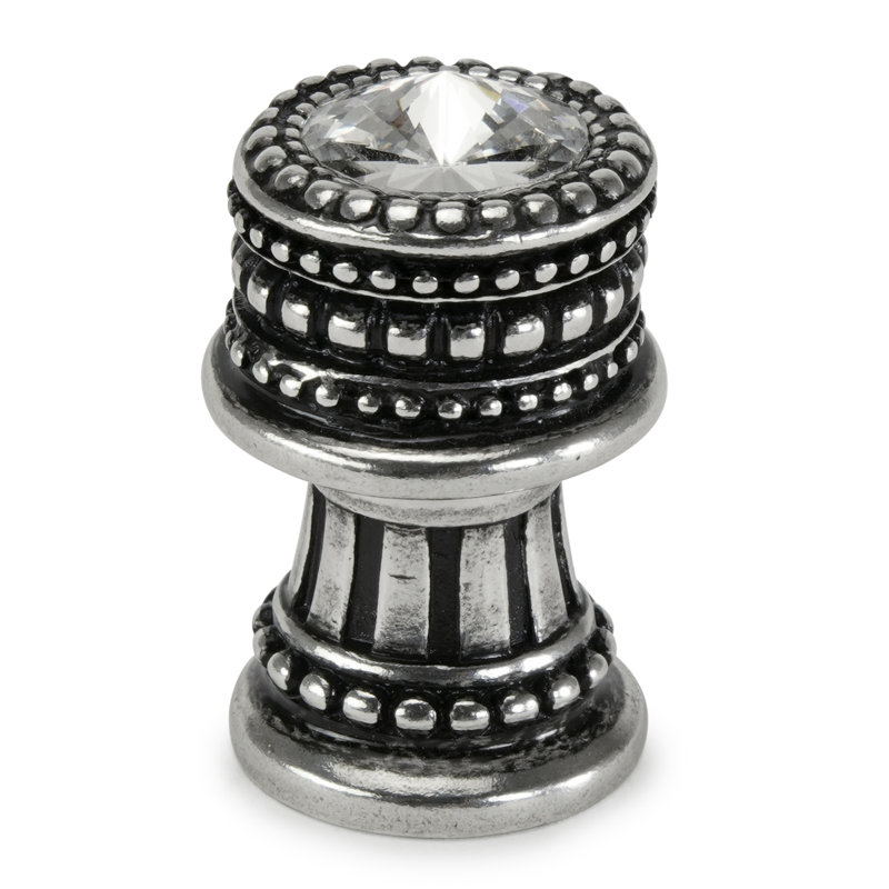 Cache cache bouton rond moyen et halo haut avec cristaux de 16 mm au fini calice