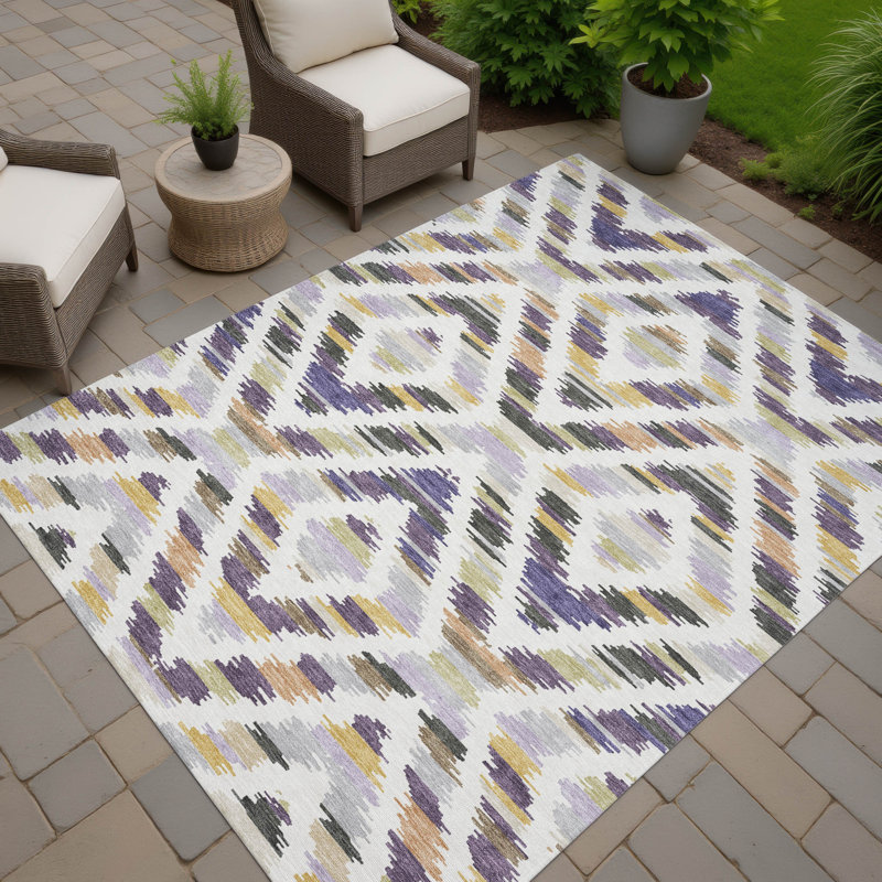Machine Washable Indoor/Outdoor Chantille Tribal Rug, 9' x 12', Purple