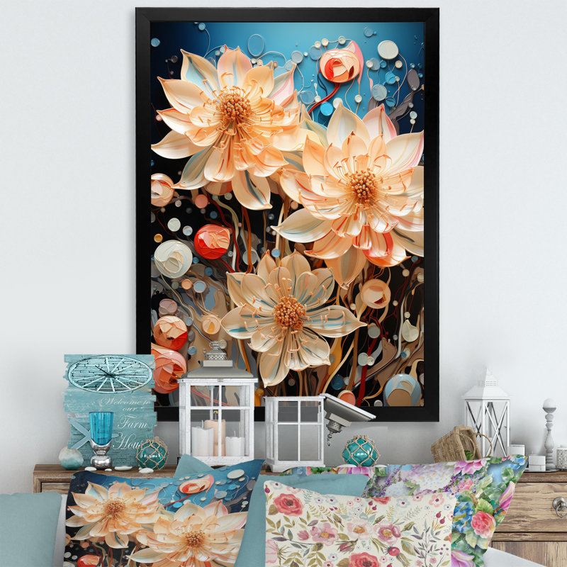 Berhamstead China Graceful Blossoms VI sur impression sur toile, H 40 po x l 30 po x P 1,5 po, Cadre photo noir