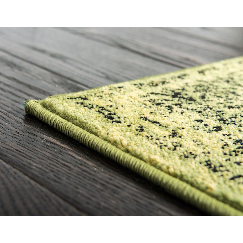 Tapis oriental vert olive Majestic, Tapis de couloir 3 pi x 9 pi 10 po