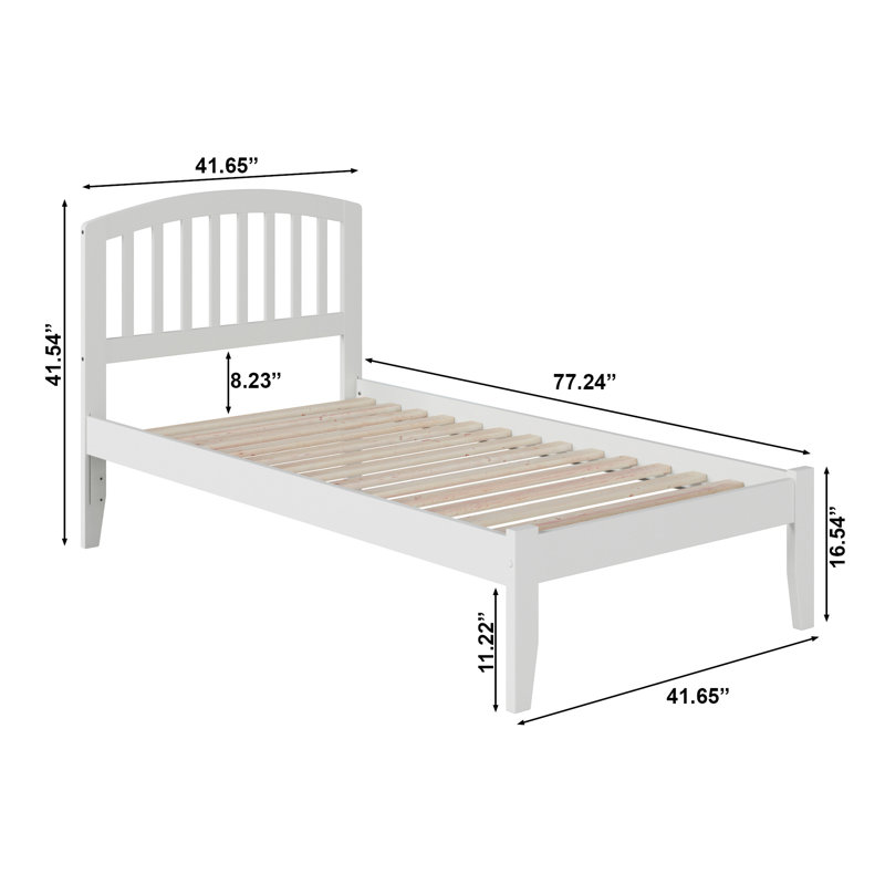Lit plateforme en bois massif Careaga , Lit simple, Blanc