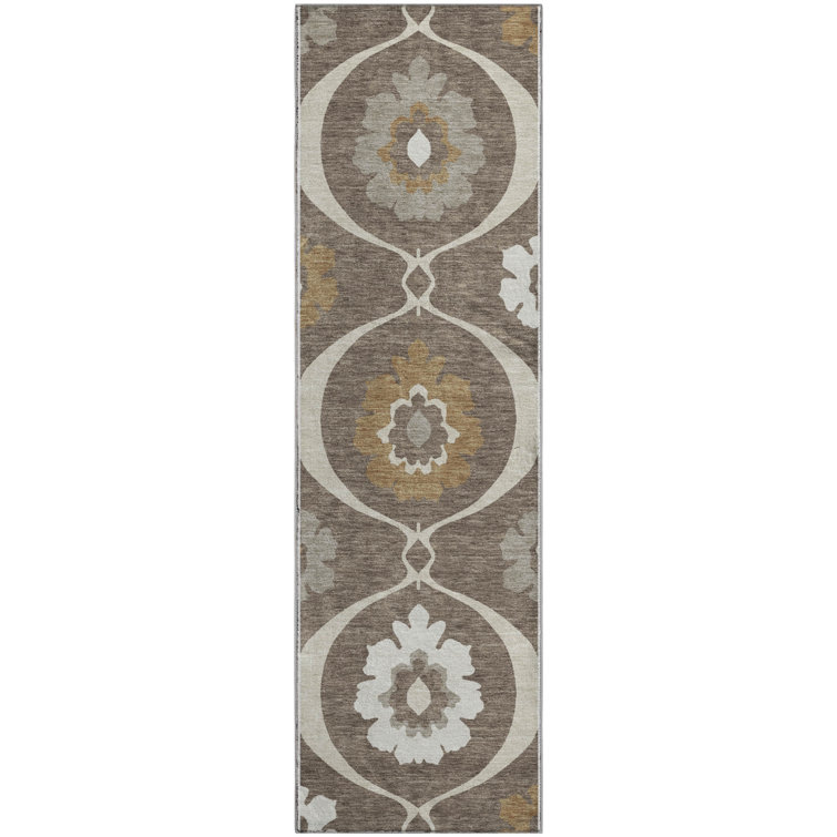 Premium Machine Washable Prisco Brown Rug