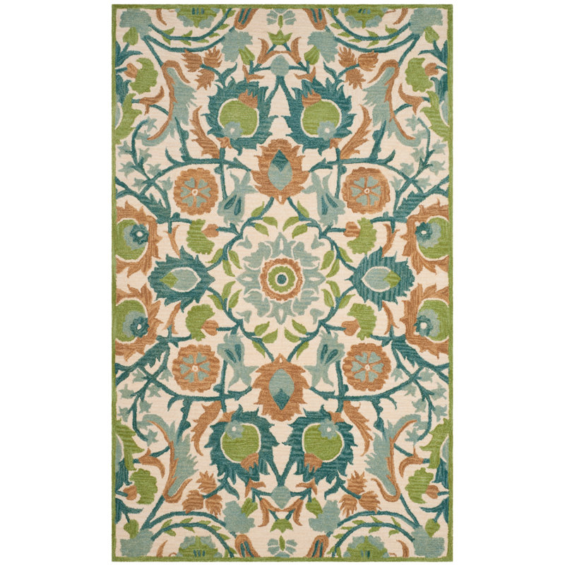 Antiquity Hand Tufted Wool Floral Rug, Rectangle 9'6" x 13'6"